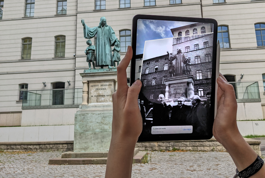 Zeitmaschine versetzt die Besucher zurück in die Franckeschen Stiftungen vor dem Wiederaufbau