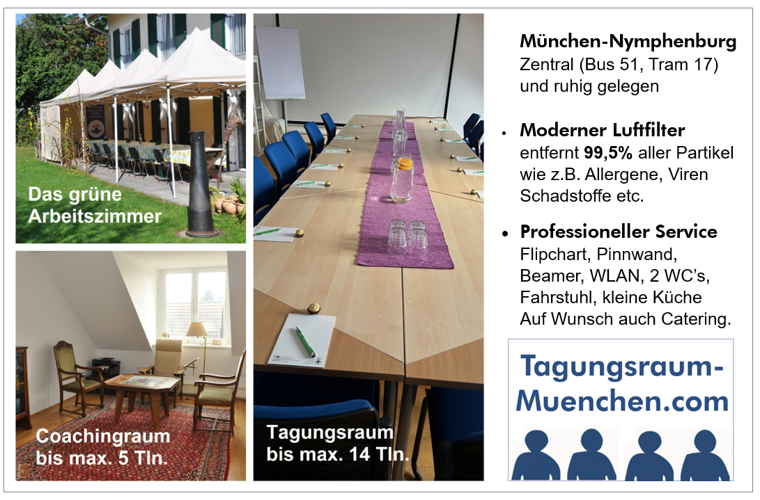 Coaching- und Tagungsraum in München-Nymphenburg sowie ein grünes Arbeitszimmer