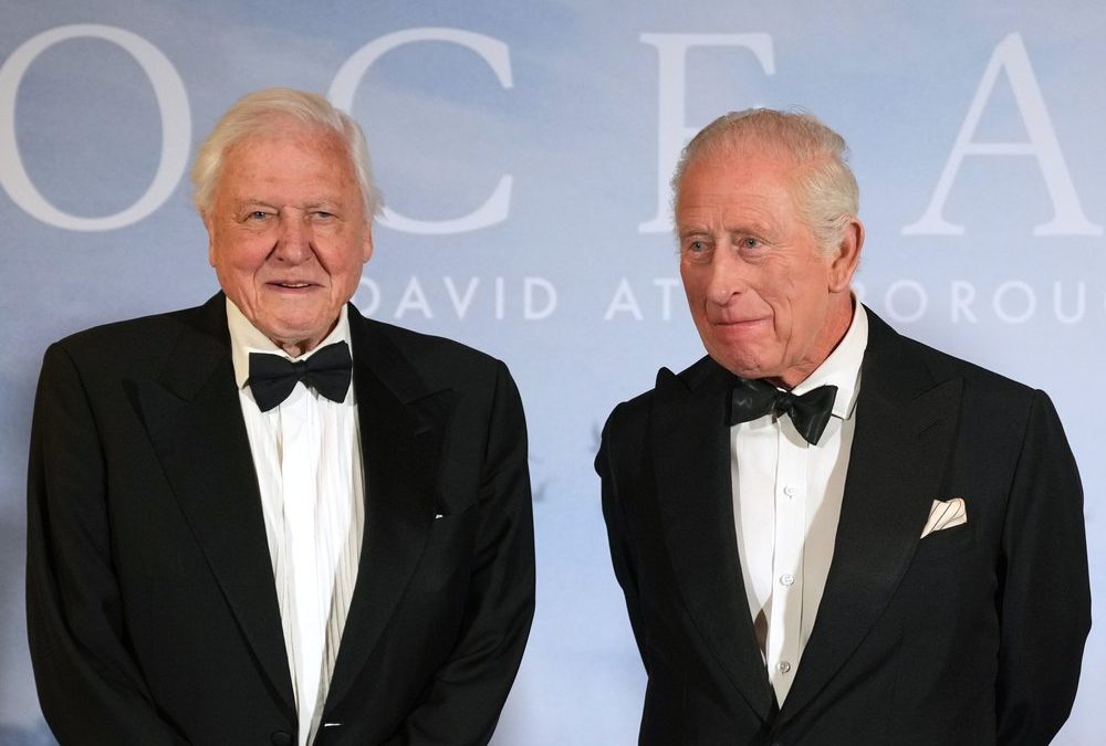 König Charles und Sir David Attenborough feiern Ozean-Doku-Premiere
