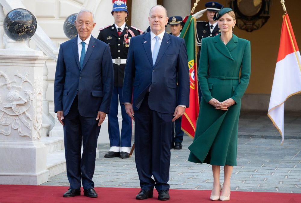 Empfang für Portugals Präsident: Charlène glänzt in elegantem Look
