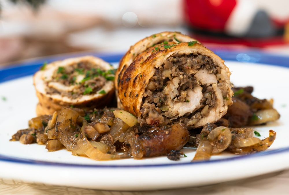 Für das Weihnachtsmenü: Putenroulade mit Maronen-Pilz-Füllung