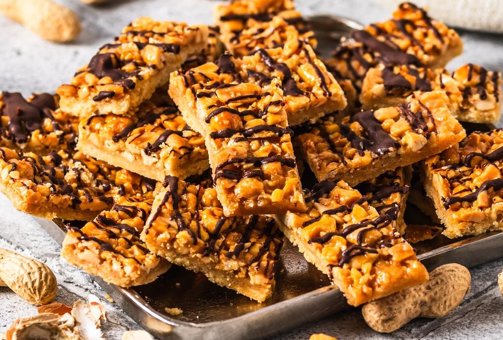 Süß-salzige Erdnuss-Karamell-Riegel